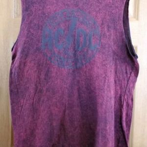 AC/DC HIGH VOLTAGE STAMP MAROON MEN'S SIZE LARGE MUSCLE SHIRT OFFICIAL